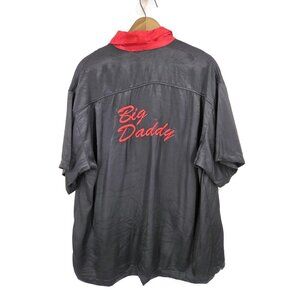 VTG Johnny Suede Dress to Pimp Shirt Mens L/XL? Black Satin Big Daddy Dice